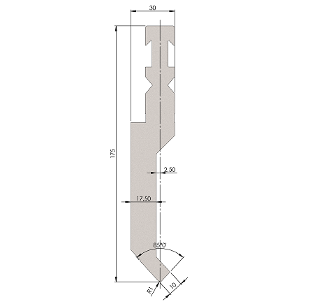 W409860 P2 WRFA H175/1 - 85° - R=1,0 - H=175 - L=515